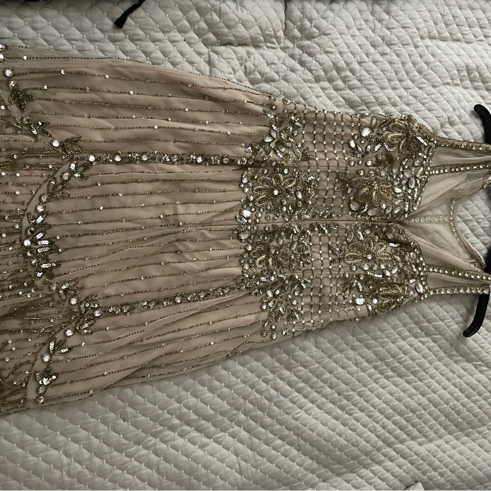 Elegant Gold Embellished Women's Dress